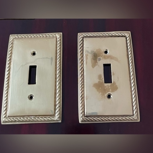 Vintage Solid Brass Made In India Set Of 7 Light Switch Covers - Picture 2 of 16